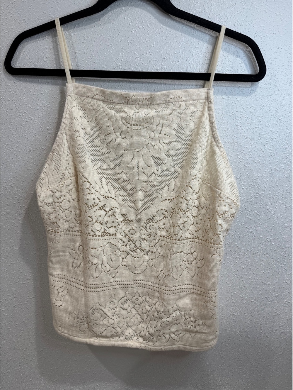 Free People Ivory Crochet Lace Camisole Tank Top Women’s Medium Adjustable Strap